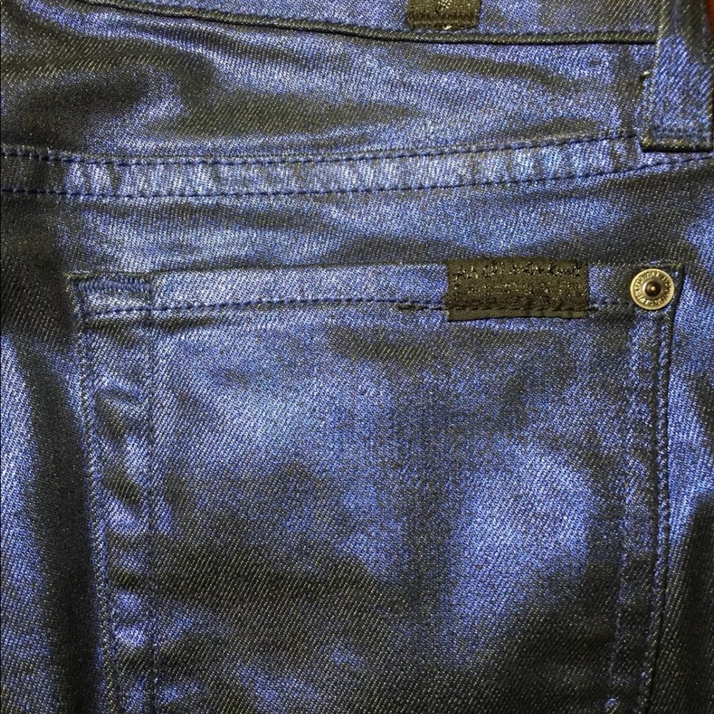 ๐ 7 For All Mankind Liquid Metal Coated Jeans XXS - Picture 7 of 8
